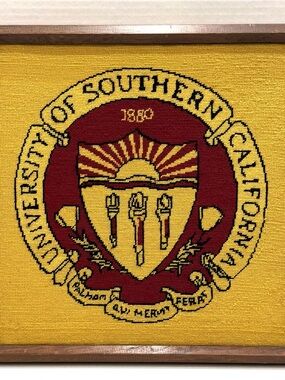 Vintage Framed Needlepoint Tapestry University of Southern California USC